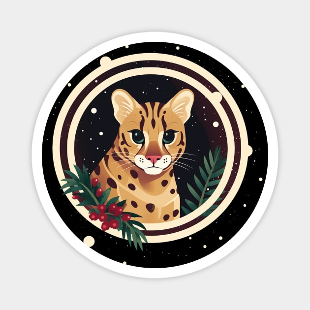 Ocelot in Ornament, Love Cats Magnet by logiamerch